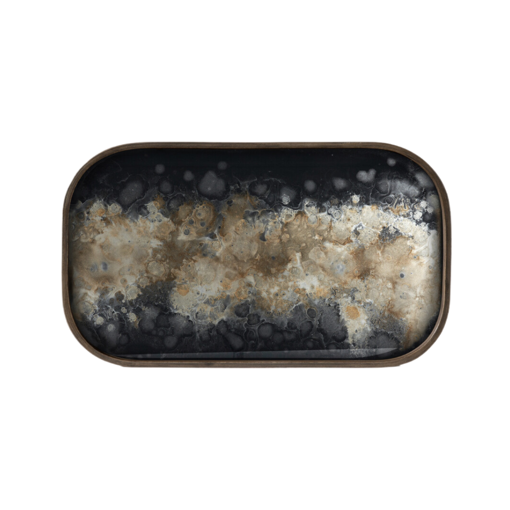 Organic Black Rectangular Tray | 53cm