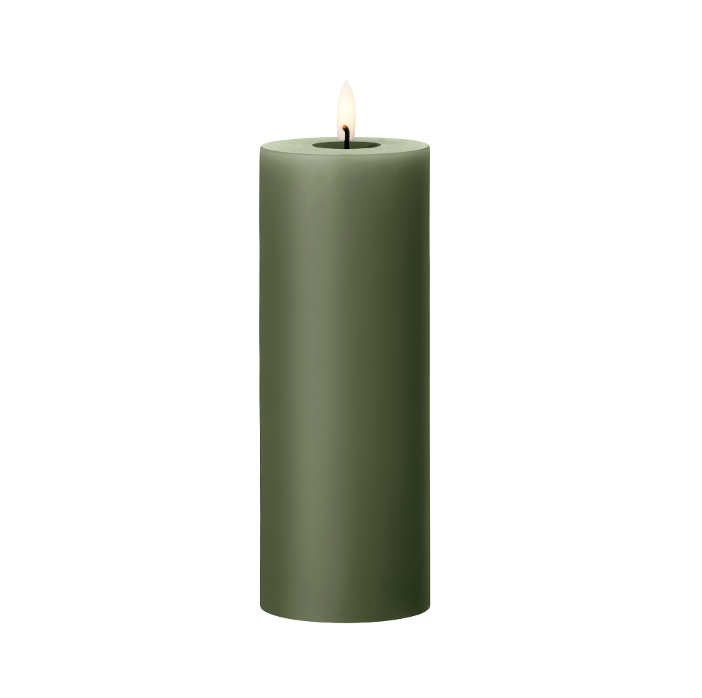 Large LED Pillar Candle | Green Soil