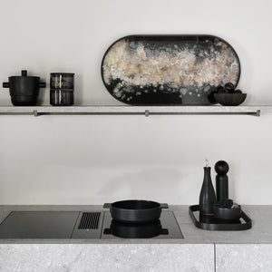 Black Organic Glass Tray | Oblong