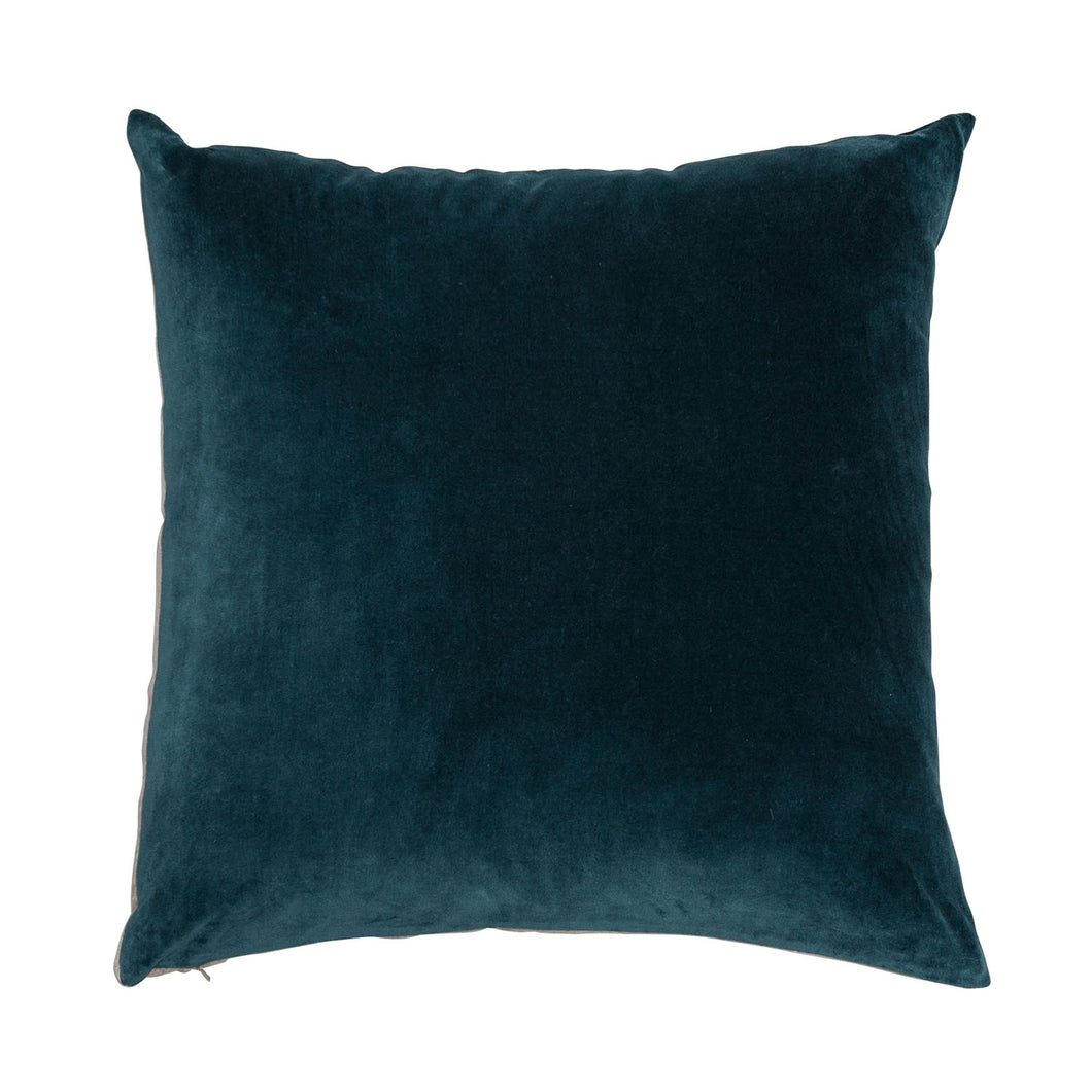 Velvet Linen Teal Square Cushion