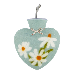 Large Hot Water Bottle | Teal Flowers