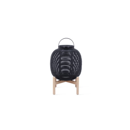 Tika Lantern Black Teak Base | Small