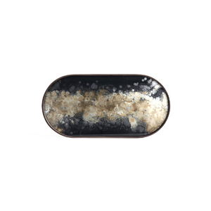 Black Organic Glass Tray | Oblong