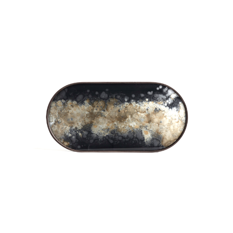 Black Organic Glass Tray | Oblong