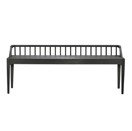 Oak Spindle Black Bench