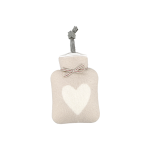 Mini Hot Water Bottle | White & Pink Heart