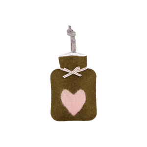 Mini Hot Water Bottle |  Pink & Green Heart