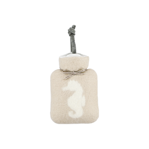 Mini Hot Water Bottle | White & Pink Seahorse