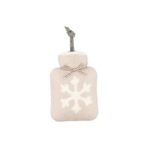 Mini Hot Water Bottle | White & Pink Snowflake