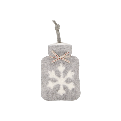 Mini Hot Water Bottle | Grey Snowflake